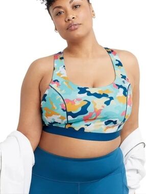 Champion Plus-Size Multicolor Camo Sports Bra Size 2X Breathable Mesh Support